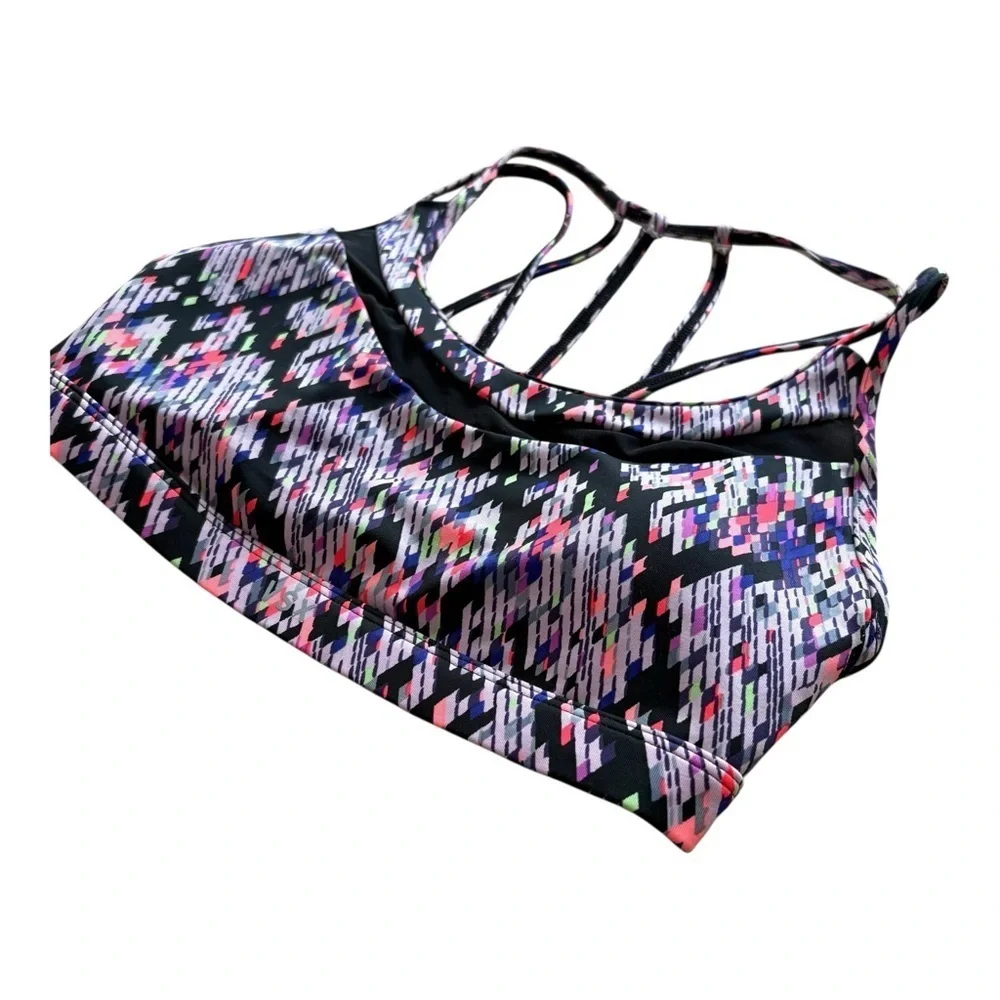 Victoria Secret SPORT Women's Small Neon Black Rave Strappy Sporty Athletic Bra
